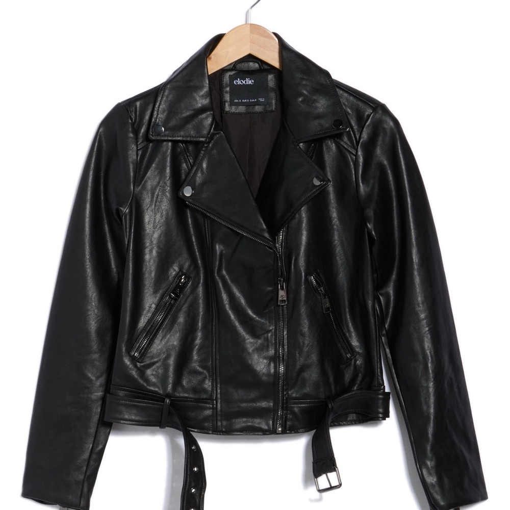 Elodie Women's Black Vegan Leather Moto Jacket